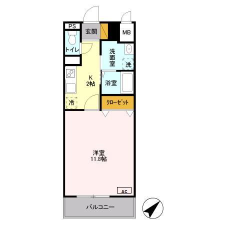 キャメロット新越谷(1K/10階)の間取り写真