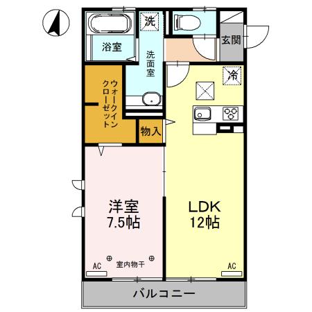 ウィステリア(1LDK/1階)の間取り写真