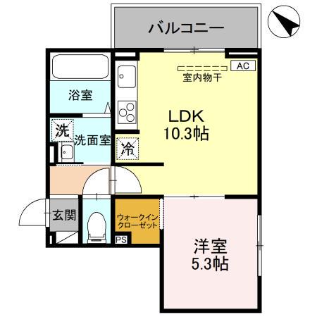 メルヴェーユ(1LDK/2階)の間取り写真