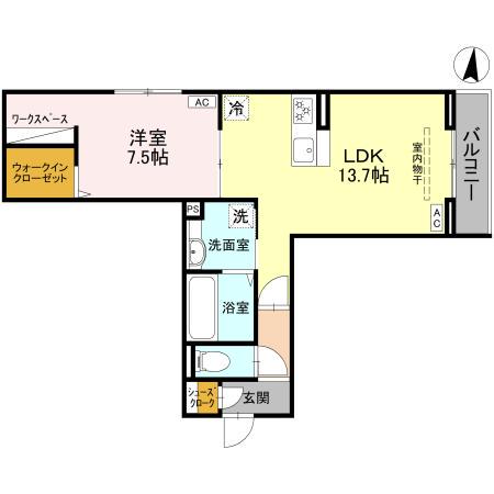 ルベルコート(1LDK/3階)の間取り写真