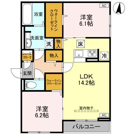 ルベルコート(2LDK/1階)の間取り写真