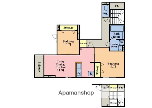 ELEGANTE SERENO(2LDK/3階)の間取り写真