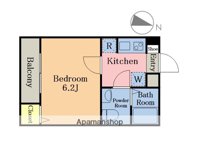 プランギ南越谷(1K/1階)の間取り写真