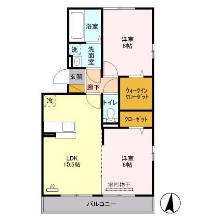 SYMPHONY A(2LDK/2階)の間取り写真