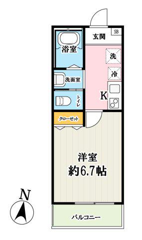 キャッテリー越谷(1K/1階)の間取り写真