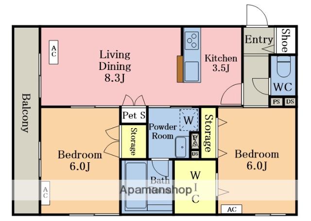 八潮市八潮6丁目メゾン(2LDK/3階)の間取り写真
