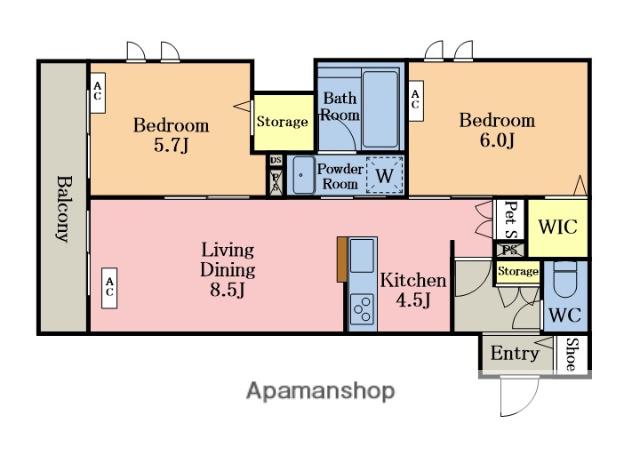 八潮市八潮6丁目メゾン(2LDK/3階)の間取り写真