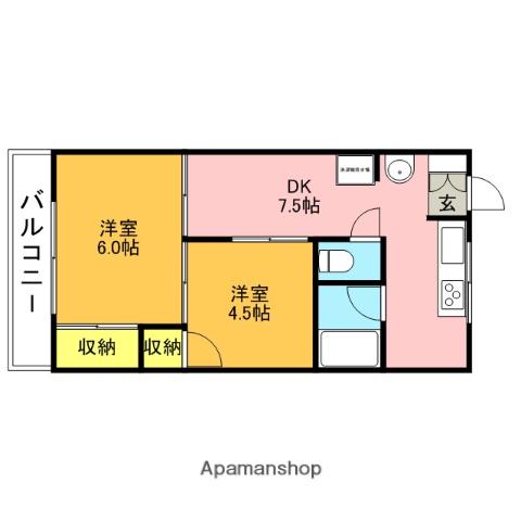 田村ビル(2DK/5階)の間取り写真