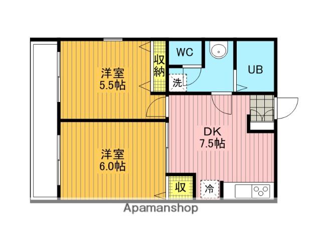 アーシア七番館(2DK/2階)の間取り写真