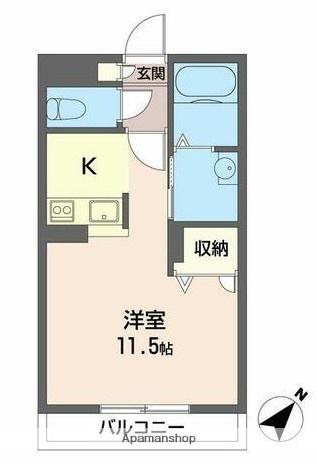 パークイーストⅠ(1K/2階)の間取り写真