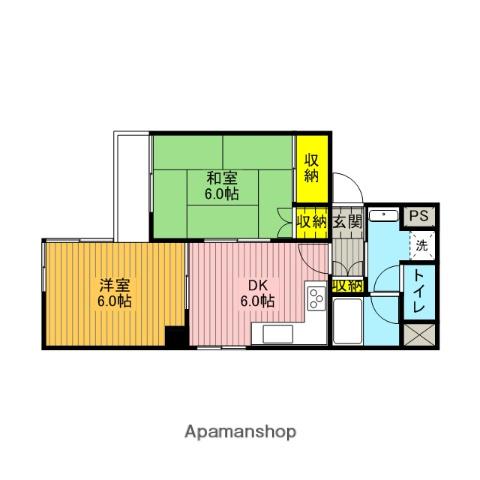 西川口パインマンション(2DK/3階)の間取り写真