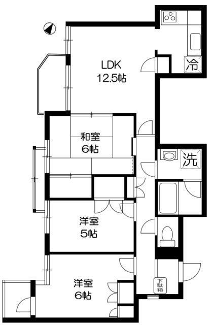 グランドゥール蕨市民公園(3LDK/5階)の間取り写真