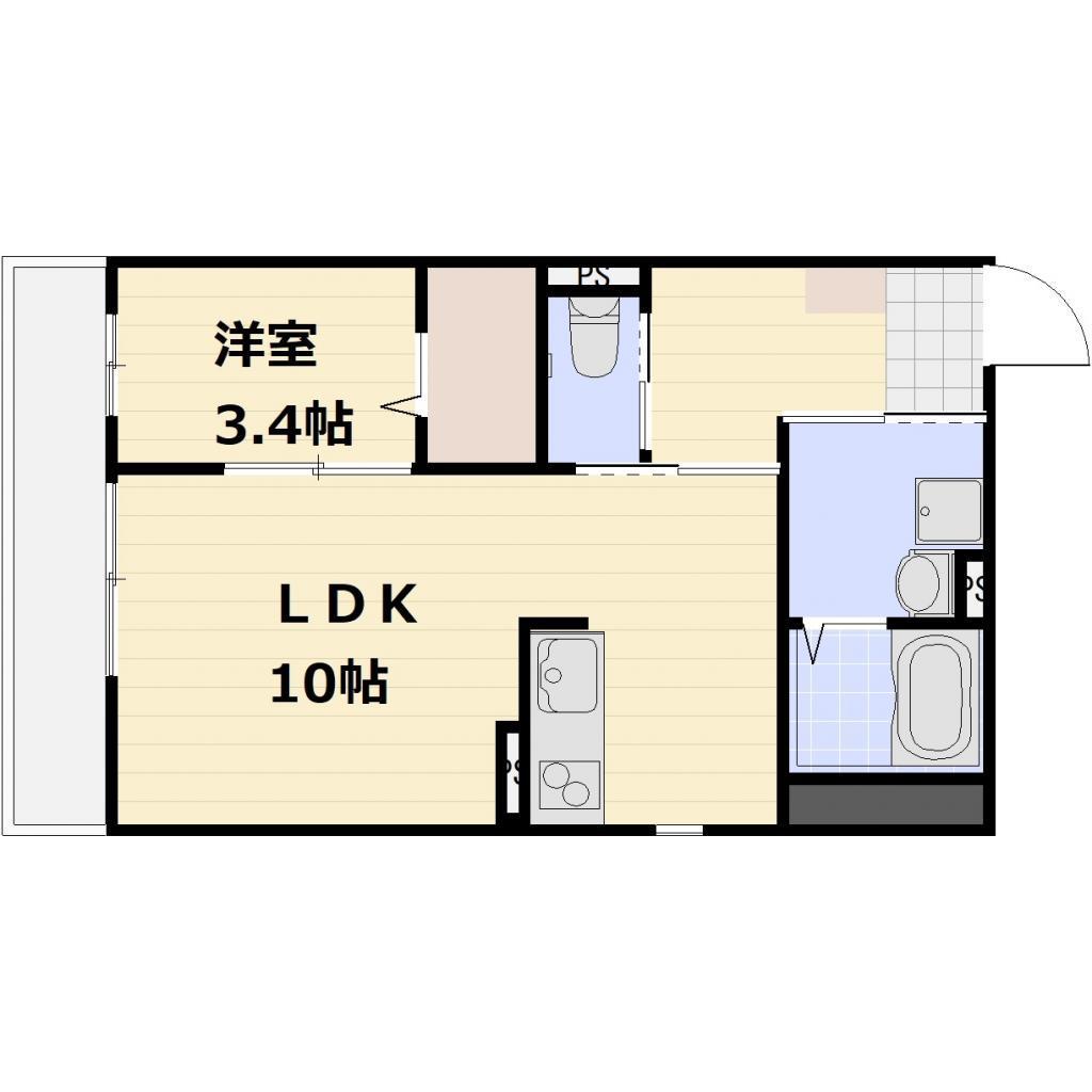 ラフィーネ奥池(1LDK/5階)の間取り写真