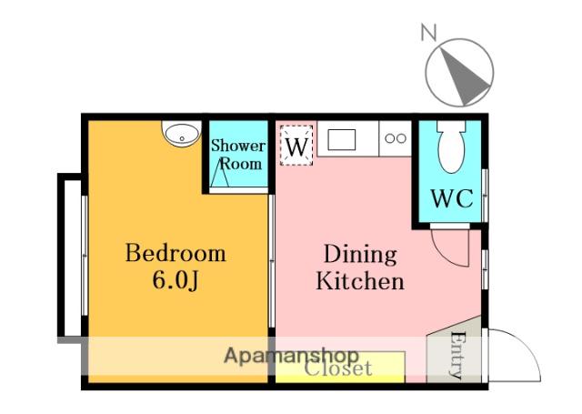 REGIA(1DK/2階)の間取り写真