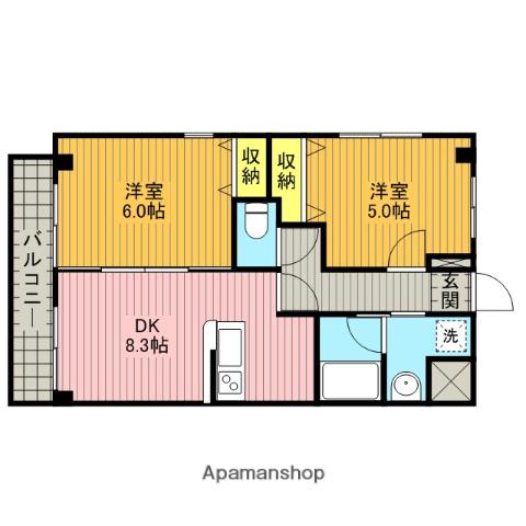 第三荻島ユニティビル(2DK/2階)の間取り写真
