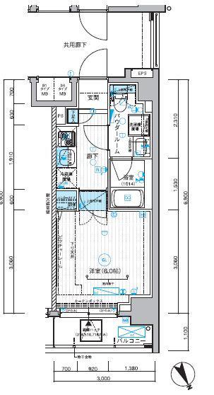 メインステージ川口ウエスト(1K/7階)の間取り写真