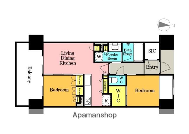 エステムコート川口並木サウスガーデン(2LDK/14階)の間取り写真