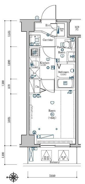 S-FORT川口並木(1K/6階)の間取り写真