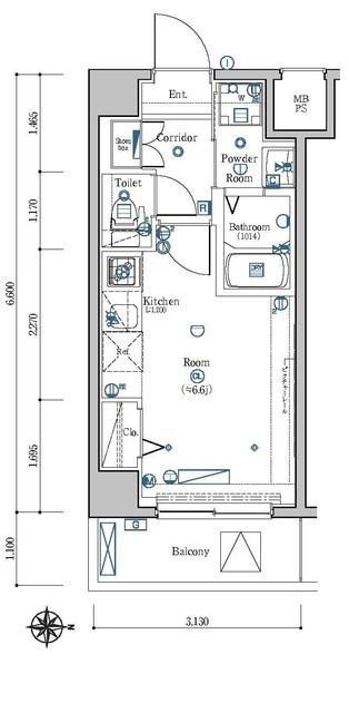 S-FORT川口並木(ワンルーム/2階)の間取り写真