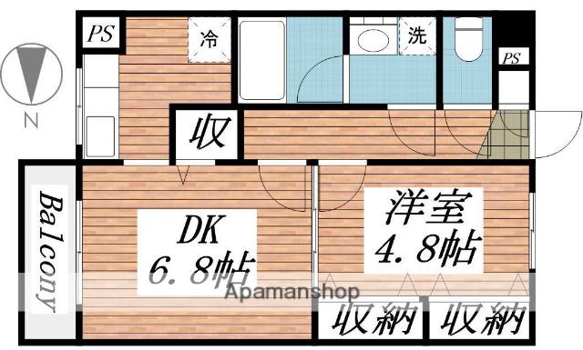 ハーヴェスト(1DK/2階)の間取り写真