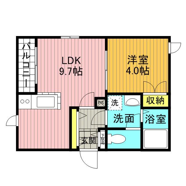 プランドール並木(1LDK/4階)の間取り写真