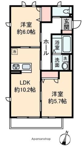 ソレアードⅤ(2LDK/1階)の間取り写真