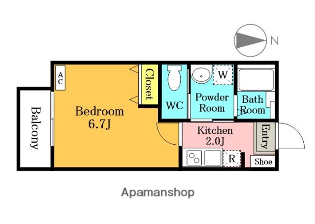アップレジデンス 川口並木(1K/2階)の間取り写真