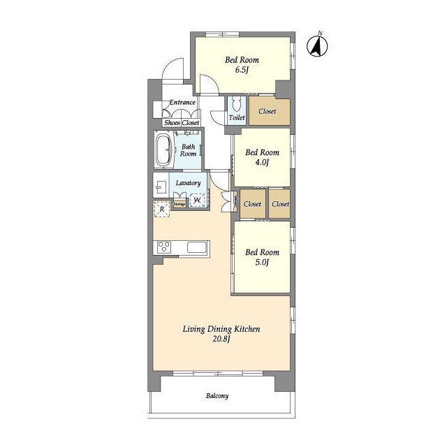グランカーサ川口青木町公園(3LDK/4階)の間取り写真