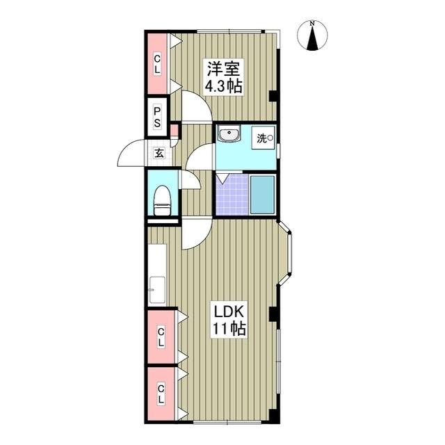 Uハウス(1LDK/1階)の間取り写真