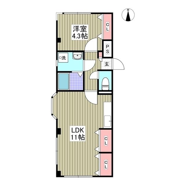 Uハウス(1LDK/2階)の間取り写真