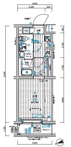 メインステージ和光(1K/3階)の間取り写真