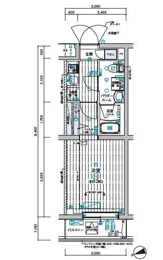 メインステージ和光(1K/2階)の間取り写真
