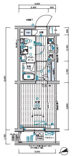 メインステージ和光(1K/1階)の間取り写真