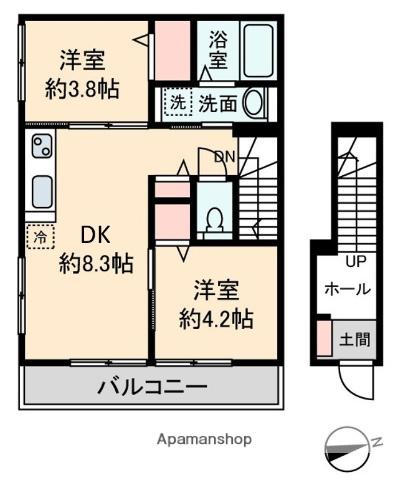 パークハイム(2DK/2階)の間取り写真
