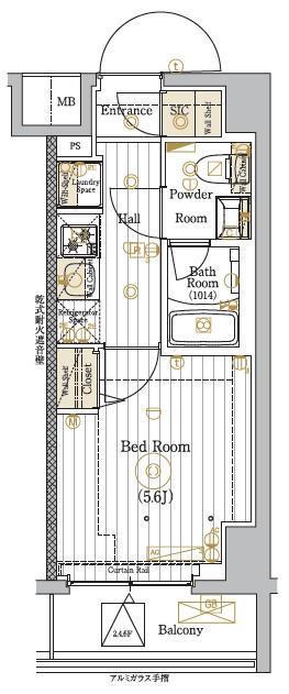 MAXIV川口青木(1K/2階)の間取り写真