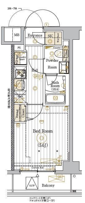 MAXIV川口青木(1K/3階)の間取り写真