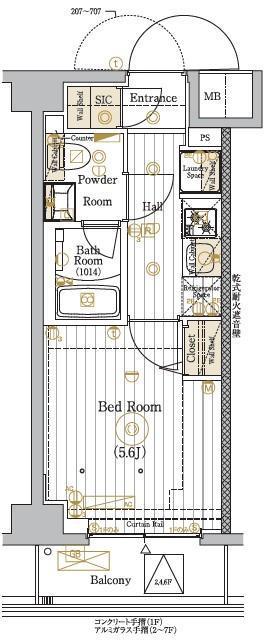 MAXIV川口青木(1K/6階)の間取り写真