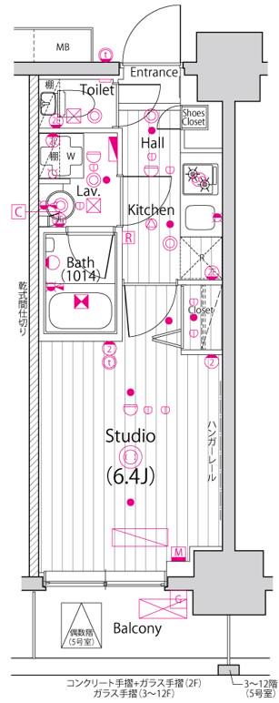 ガーラ・グランディ川口並木(1K/10階)の間取り写真