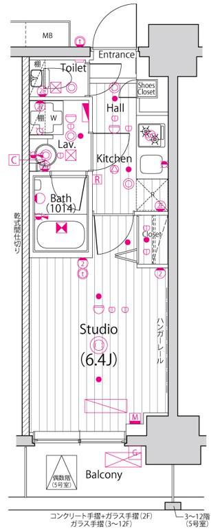 ガーラ・グランディ川口並木(1K/10階)の間取り写真