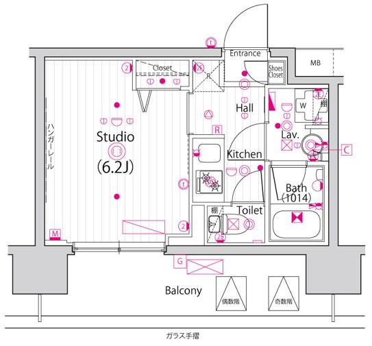 ガーラ・グランディ川口並木(1K/2階)の間取り写真