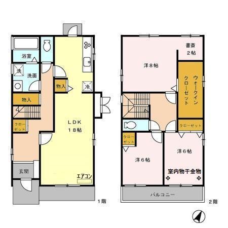 埼京線 武蔵浦和駅 徒歩19分 2階建 築27年(3LDK)の間取り写真