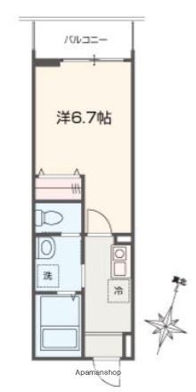 MELLAS西浦和Ⅴ(1K/2階)の間取り写真