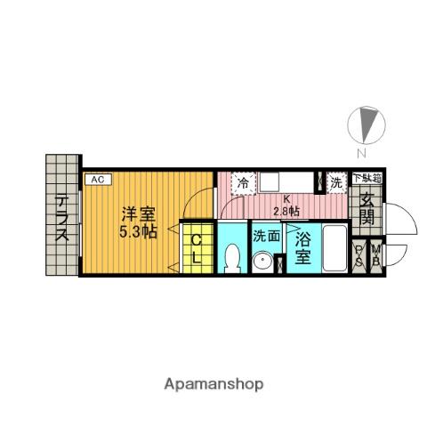 スプルースヴィラ(1K/1階)の間取り写真