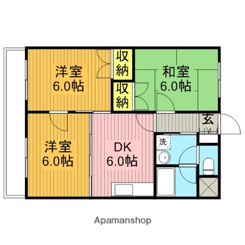 ジャスティムK(3DK/3階)の間取り写真
