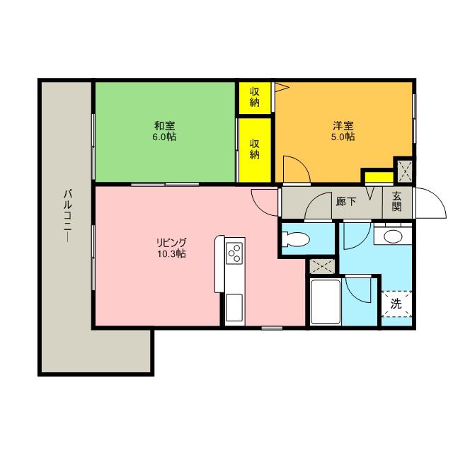 PARK SQUARE 西川口(2LDK/5階)の間取り写真