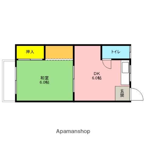 内田荘 A(1K/2階)の間取り写真