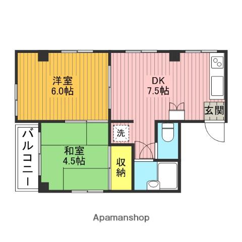 メゾン吉田(2DK/2階)の間取り写真
