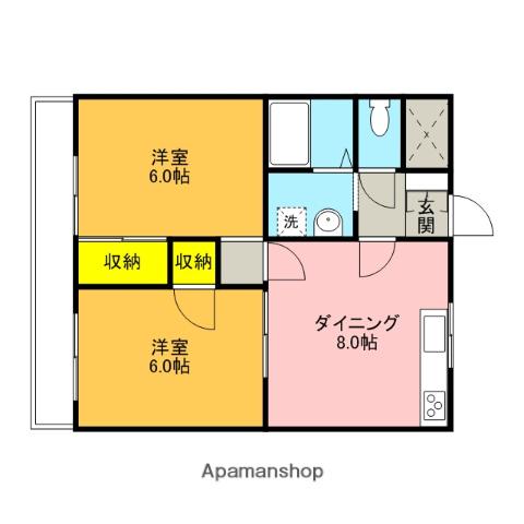 京浜東北・根岸線 西川口駅 徒歩9分 3階建 築36年(2DK/3階)の間取り写真