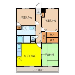 バルトハイム(3DK/1階)の間取り写真