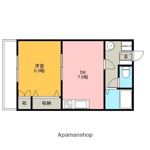 一色ハイツⅠ(1DK/2階)の間取り写真